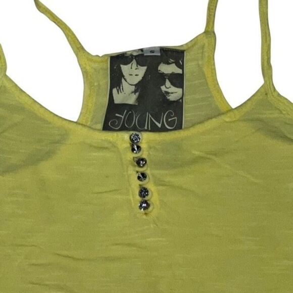 Young Fabulous & Broke YFB Yellow Strappy Tank with Rhinestones Size Small - Picture 3 of 4
